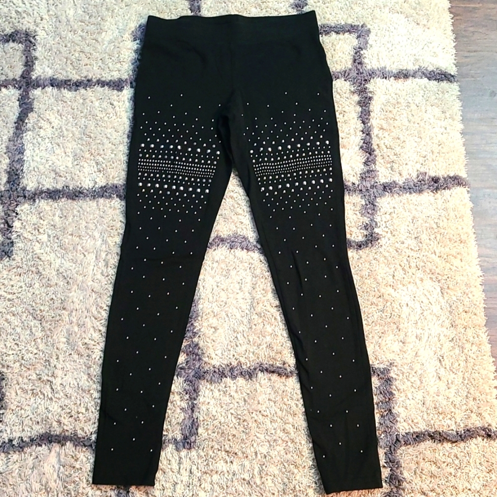 Black/Silver Bejeweled Express Leggings Size Small